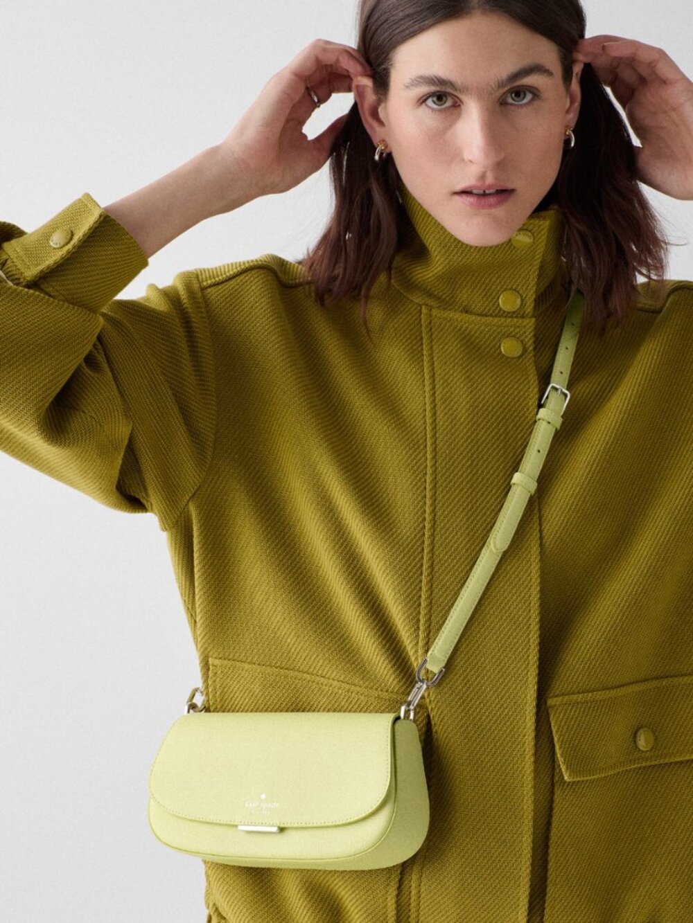 New Kate Spade Quinn Mini Crossbody Bag Refine Grain Leather Tennis Ball